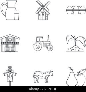 Estate icons set, outline style Stock Vector