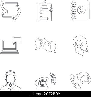 Consultation icons set, outline style Stock Vector