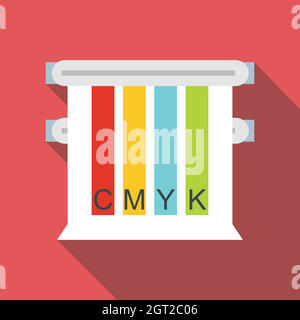 Colored cmyk picker icon, flat style Stock Vector