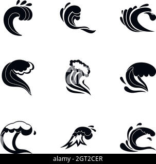 Ocean wave with foam icons set 9 vector Stock Vector Image & Art - Alamy