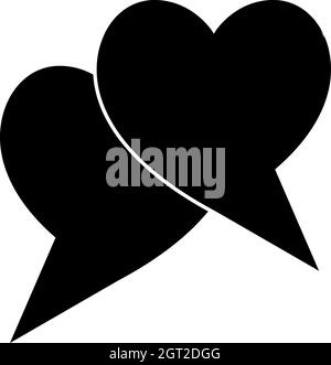 Two hearts icon, simple style Stock Vector