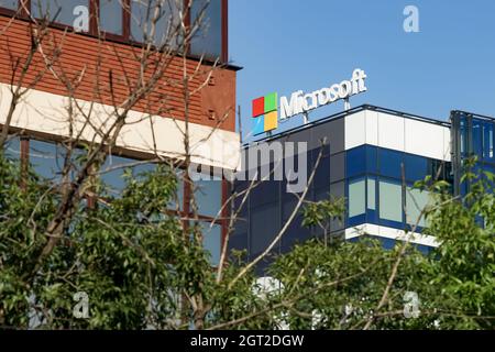 Microsoft Roma Bucharest, Romania - September 27, 2021: The Microsoft logo is seen ...