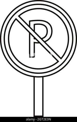 No parking icon, outline style Stock Vector