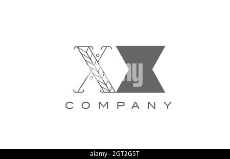 X XX grey white alphabet logo icon for company with geometric style. Creative letter combination design for business and corporate Stock Vector