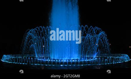 Close view of a center fountain when it's blue. located at Jamburi Park, Agrabad, Chittagong, Bangladesh. Stock Photo
