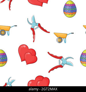 Garden maintenance pattern, cartoon style Stock Vector