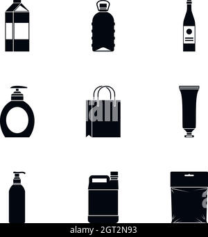 Packaging icons set, simple style Stock Vector