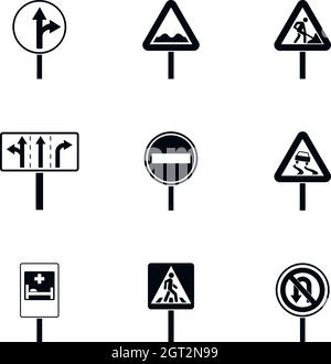 Sign icons set, simple style Stock Vector