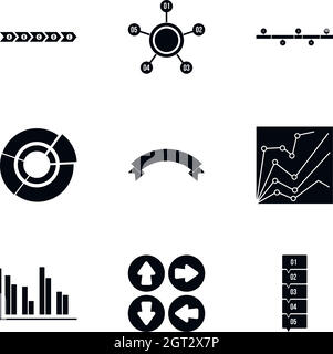 Analytics icons set, simple style Stock Vector