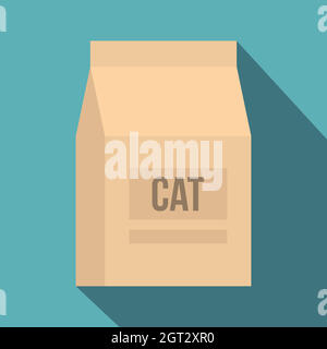 Cat food bag icon, flat style Stock Vector