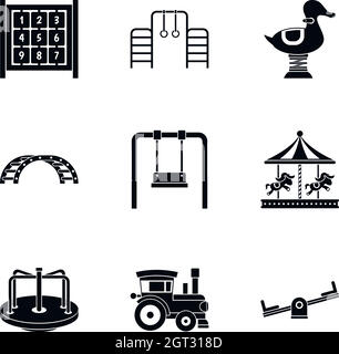 Baby swing icons set, simple style Stock Vector
