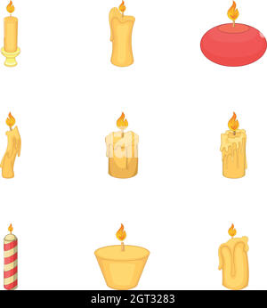 Candles in different shapes icons set Stock Vector