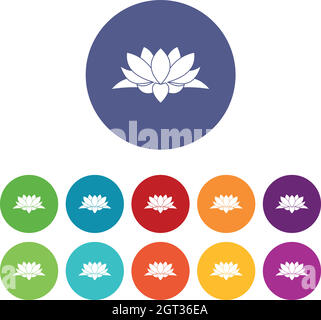 Lotus flower set icons Stock Vector