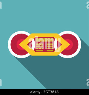 Train wheels icon, flat style Stock Vector