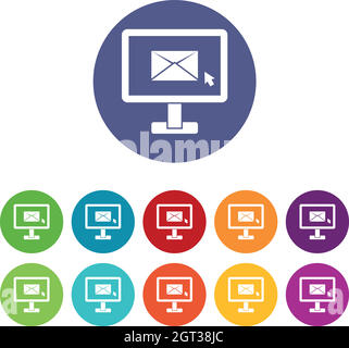 Monitor with email sign icons set Stock Vector Image & Art - Alamy
