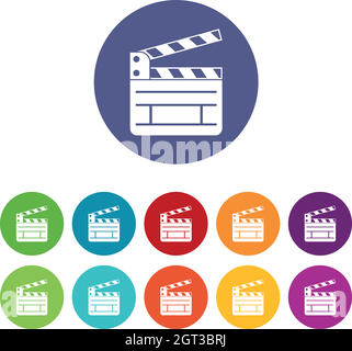 Clapperboard set icons Stock Vector