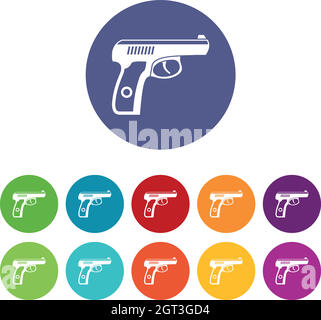 Gun set icons Stock Vector