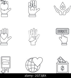 Sponsorship icons set, outline style Stock Vector