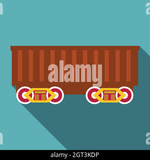 Cargo wagon icon, flat style Stock Vector