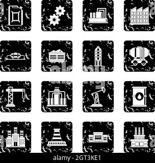 Industry icons set Stock Vector