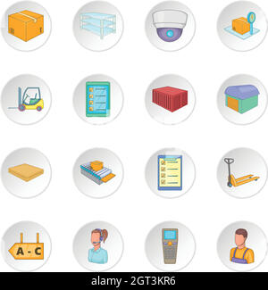 Warehouse store icons set Stock Vector