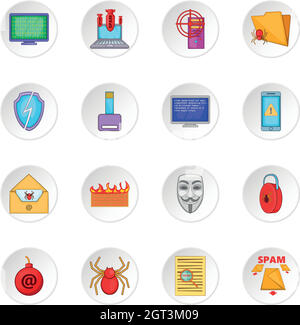 Computer security icons set Stock Vector