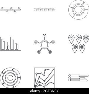 Success in business icons set, outline style Stock Vector