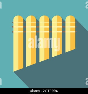 Pan flute icon, flat style Stock Vector