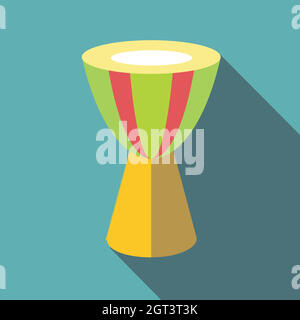 Ethnic drum icon, flat style Stock Vector