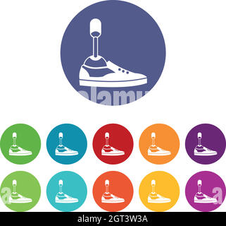 Prosthetic leg set icons Stock Vector