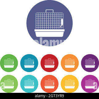 Cage for birds set icons Stock Vector