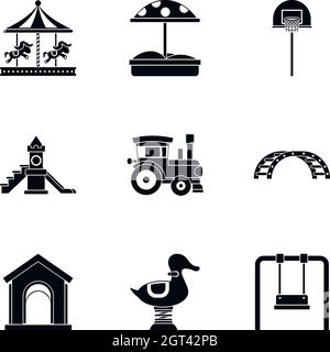 Children games icons set, simple style Stock Vector