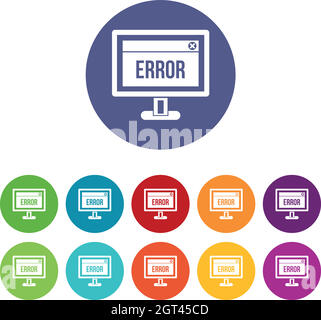 Error sign on a computer monitor set icons Stock Vector