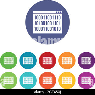 Binary code set icons Stock Vector