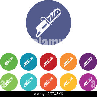Chainsaw set icons Stock Vector