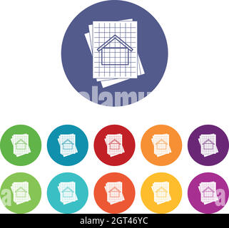 House blueprint set icons Stock Vector