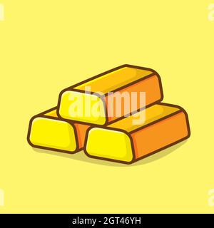 gold bar isolated cartoon vector illustration in flat style Stock Vector