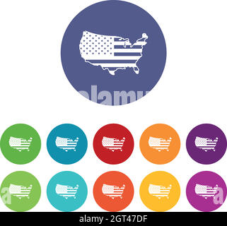 USA map set icons Stock Vector