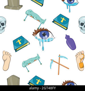 Funeral services pattern, cartoon style Stock Vector
