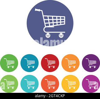 Shopping cart set icons Stock Vector