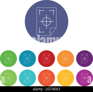 Printer marks on a paper set icons Stock Vector