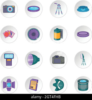 Photo studio icons set Stock Vector