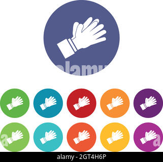 Clapping applauding hands set icons Stock Vector