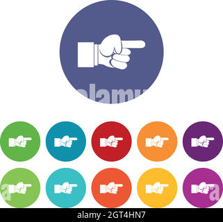 Pointing hand gesture set icons Stock Vector