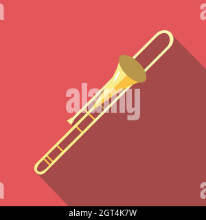 trombone icon, flat style Stock Vector