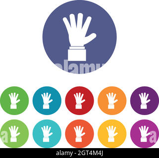 Hand showing five fingers set icons Stock Vector