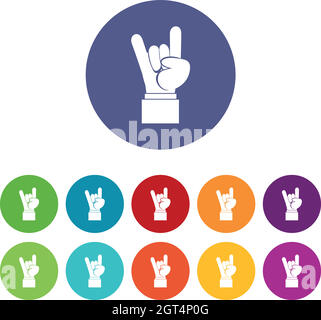 Rock and Roll hand sign set icons Stock Vector