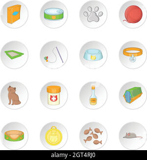 Cats accessories icons set Stock Vector