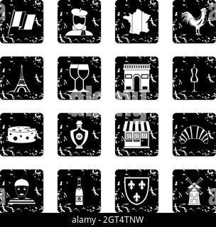 France set icons. Traditional travel symbol. Sights and characteristics ...
