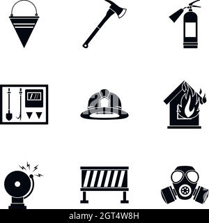 Fire icons set, simple style Stock Vector